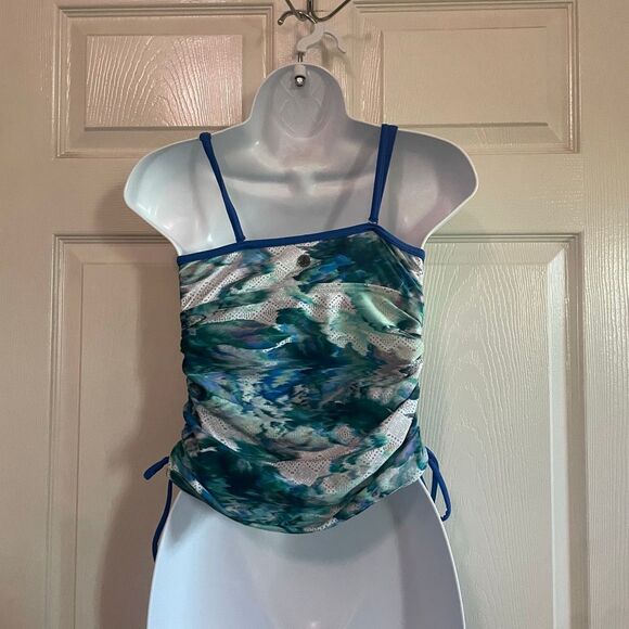 PrAna Small Blue Green Tankini Bikini Top - Picture 5 of 7